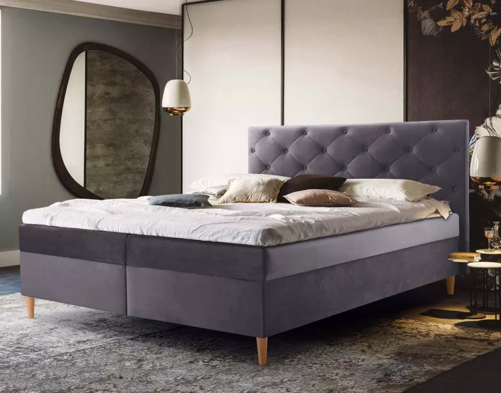 Louis - lit boxspring 180x200 - en velours - coffres et surmatelas inclus