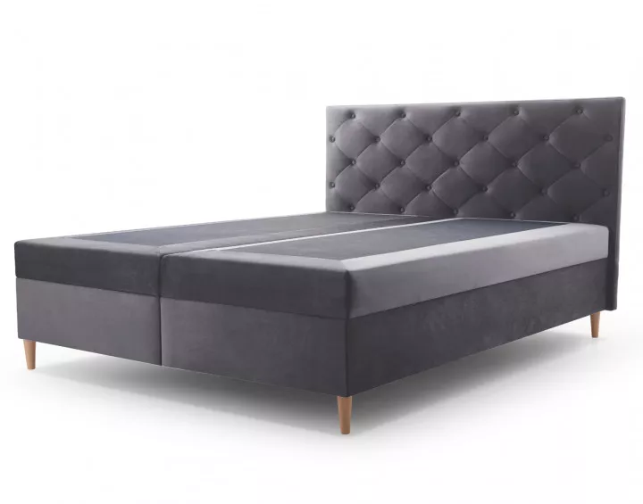 Louis - lit boxspring 180x200 - en velours - coffres et surmatelas inclus