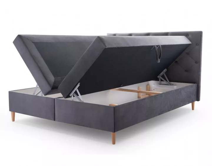 Louis - lit boxspring 180x200 - en velours - coffres et surmatelas inclus