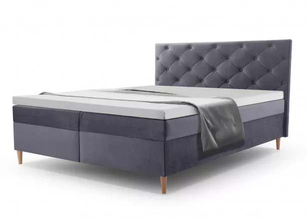 Louis - lit boxspring 180x200 - en velours - coffres et surmatelas inclus