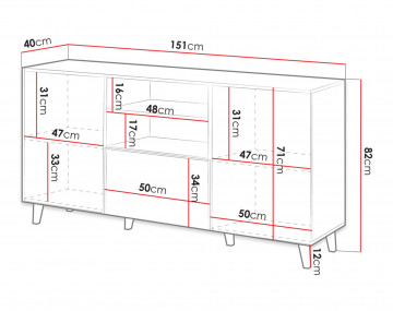 Come - buffet bas - bois - 2 portes, 1 tiroir et 1 niche 150 cm