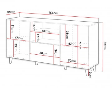 Come - buffet bas - bois - 2 portes, 1 tiroir et 1 niche 150 cm