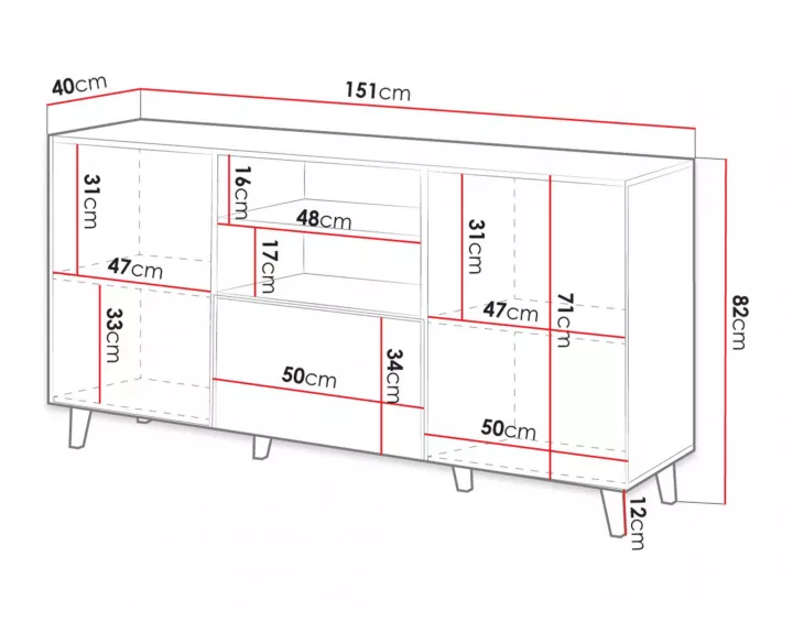 Come - buffet bas - bois - 150 cm - style contemporain