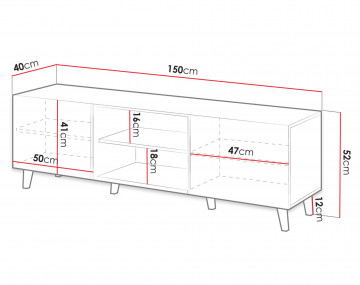Come - meuble TV - bois - 2 portes et 2 niches 150 cm