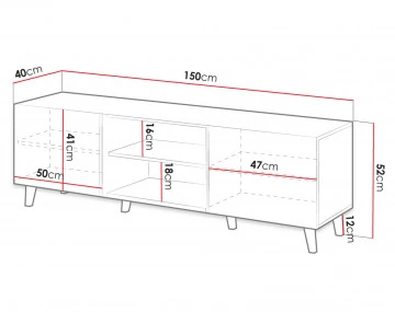 Come - meuble TV - bois - 2 portes et 2 niches 150 cm