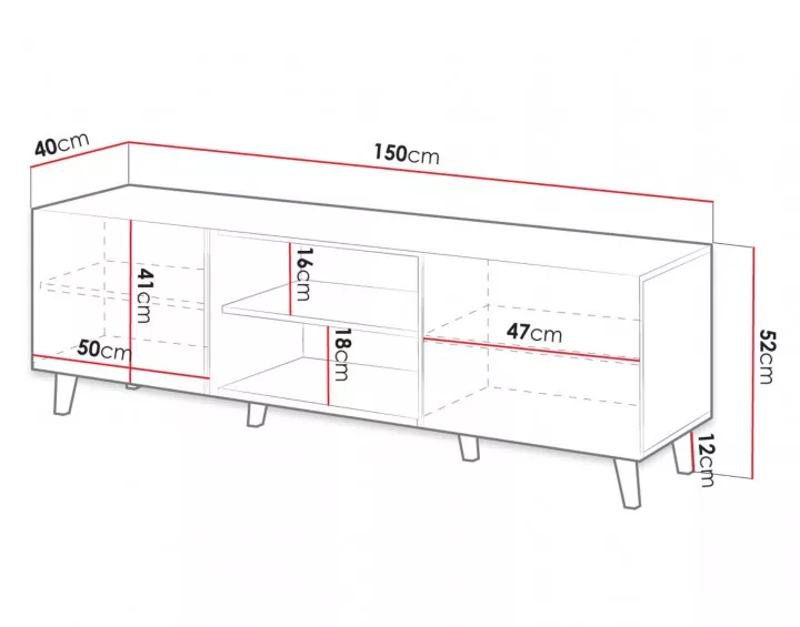 Come - meuble TV - bois - 150 cm - style contemporain