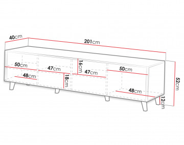 Come - meuble TV - bois -4 portes - 200 cm