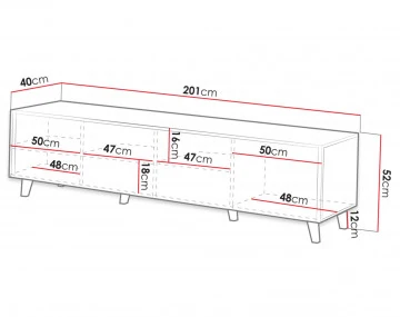 Come - meuble TV - bois -4 portes - 200 cm