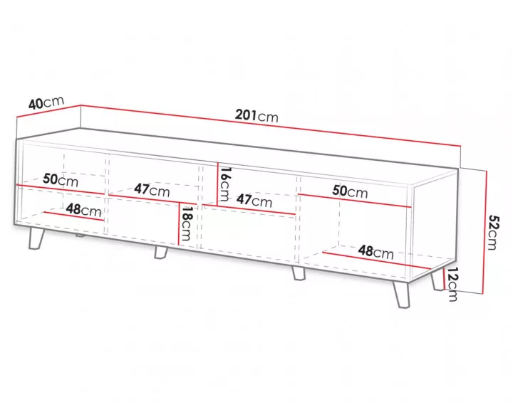 Come - meuble TV - bois - 200 cm - style contemporain