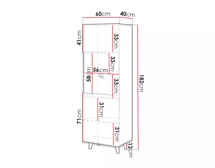 Come - vitrine - bois - 60x182 cm - style contemporain