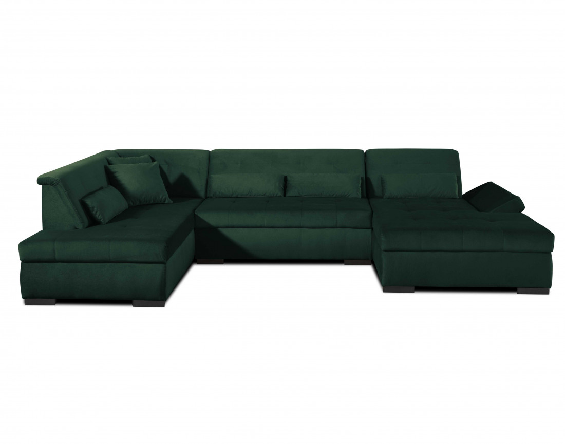 Canapé panoramique d'angle gauche 7 places XXL en velours Vermont