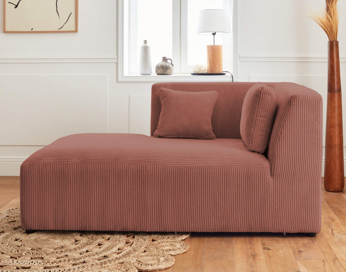 Canapé modulable d'angle gauche 5 places en velours côtelé Victoire Canapé modulable d'angle gauche 5 places en velours côtelé Victoire