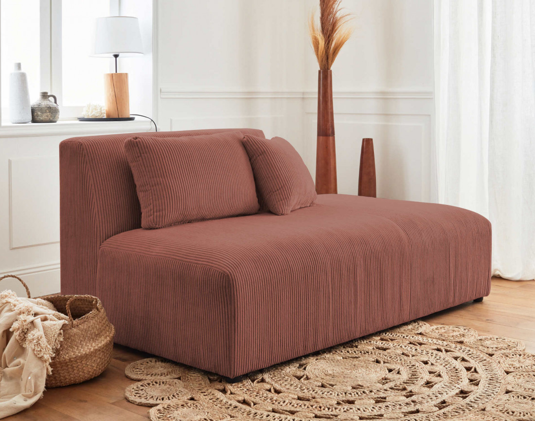 Canapé modulable d'angle gauche 5 places en velours côtelé Victoire Canapé modulable d'angle gauche 5 places en velours côtelé Victoire