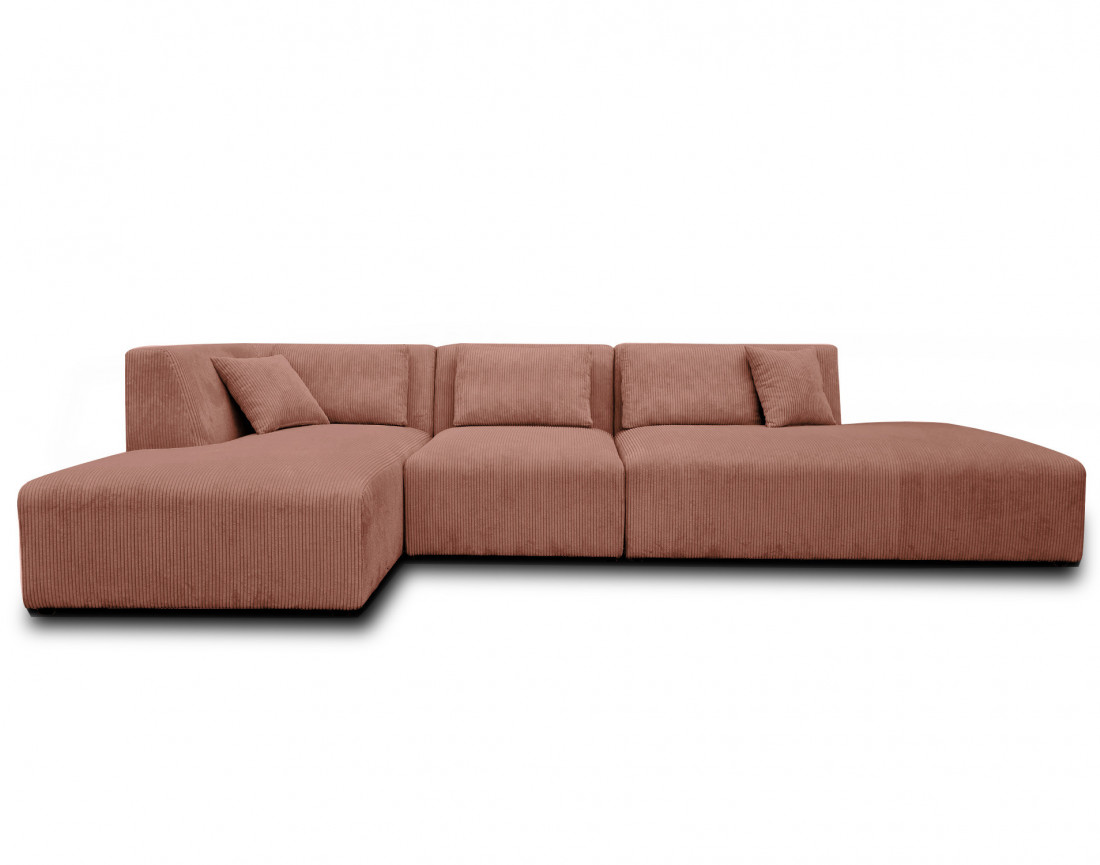 Canapé modulable d'angle gauche 5 places en velours côtelé Victoire Canapé modulable d'angle gauche 5 places en velours côtelé Victoire