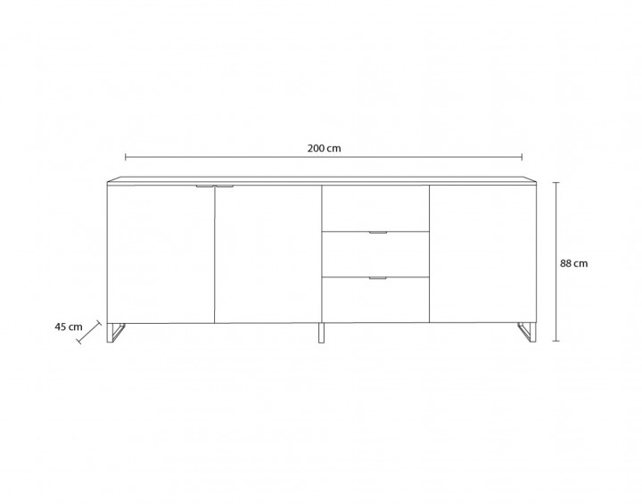 BOBOCHIC Auxane - buffet bas bois et noir - style contemporain - 200 cm