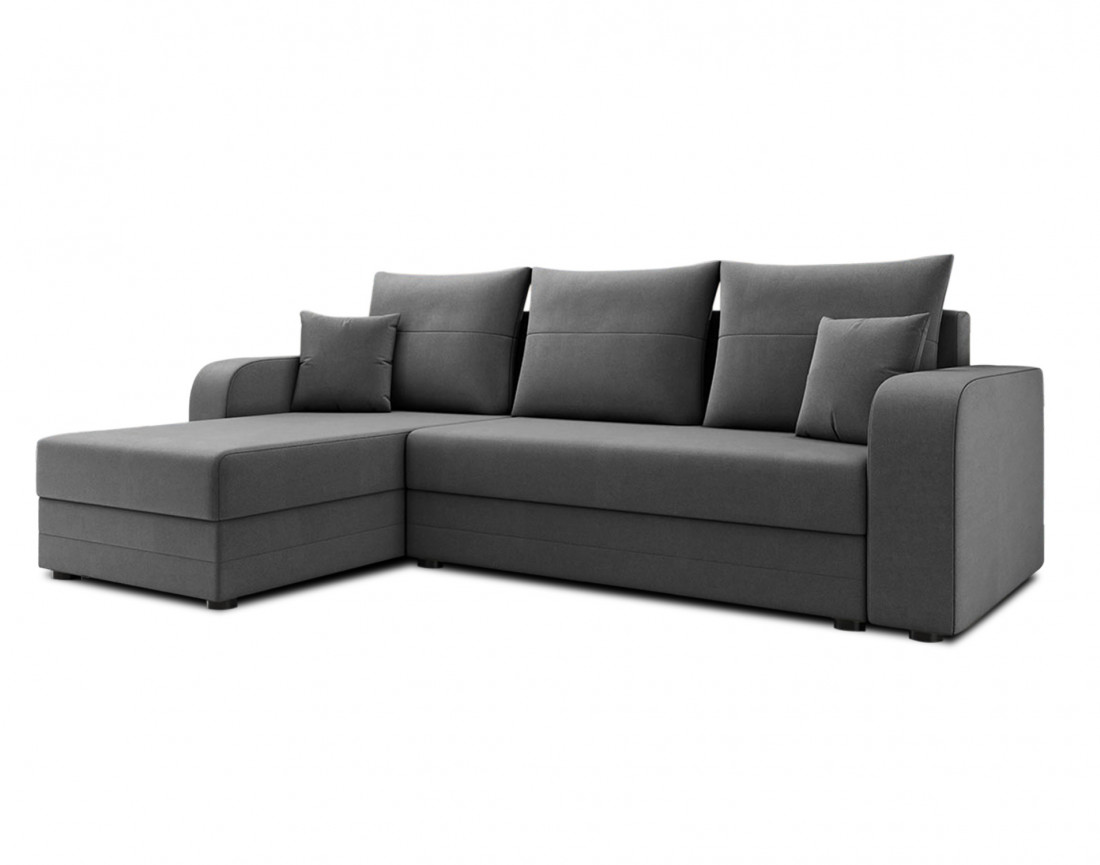 Harvey - canapé d'angle 4 places réversible convertible avec coffre en velours - style contemporain