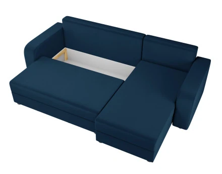 Harvey - canapé d'angle 4 places réversible convertible avec coffre en velours - style contemporain