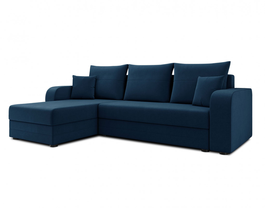 Harvey - canapé d'angle 4 places réversible convertible avec coffre en velours - style contemporain