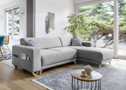 Bella - canapé d'angle réversible convertible 4 places en tissu