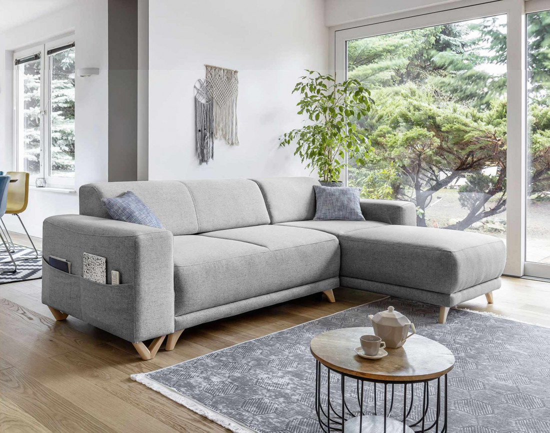 Bella - canapé d'angle réversible convertible 4 places en tissu