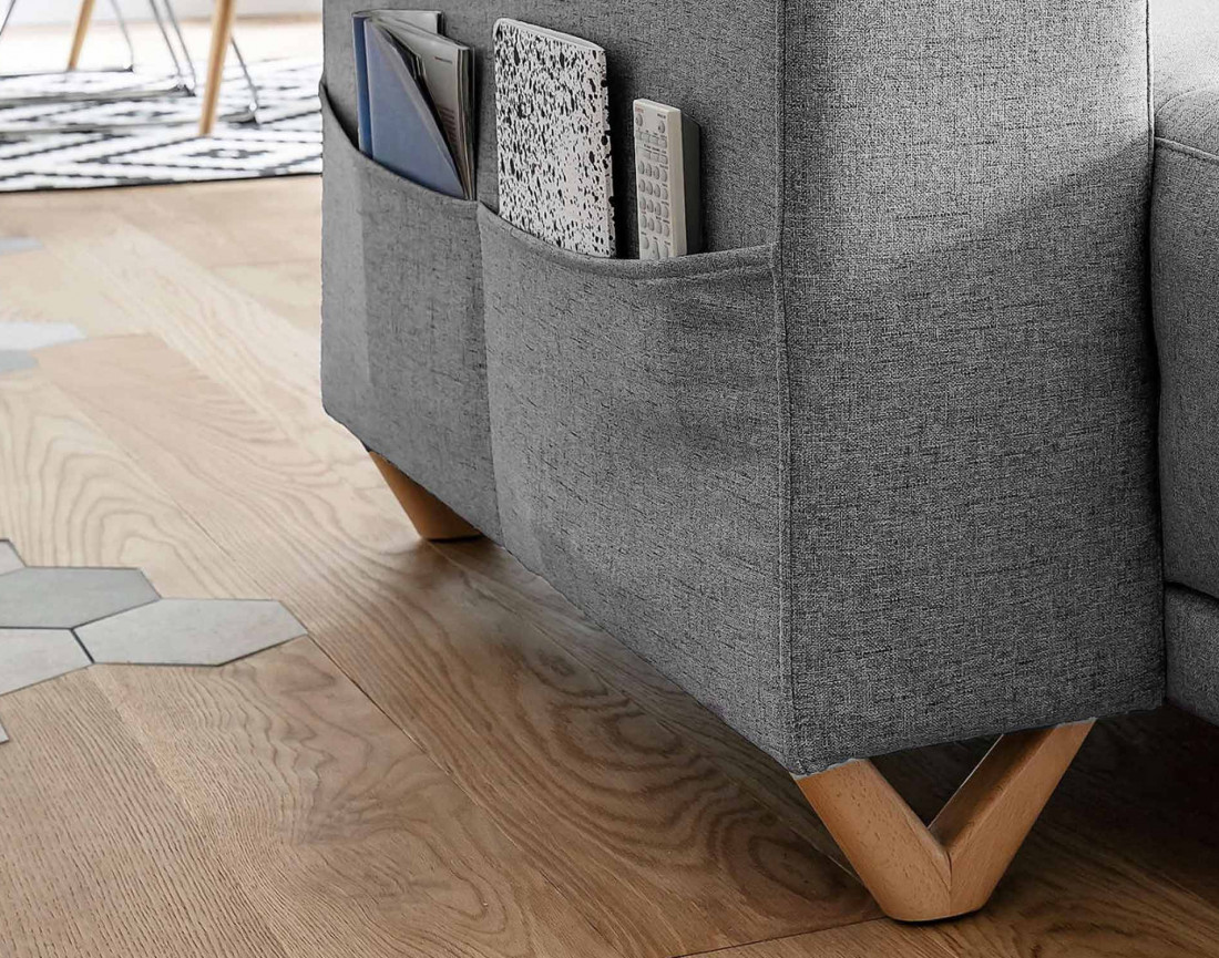 Bella - canapé d'angle réversible convertible 4 places en tissu