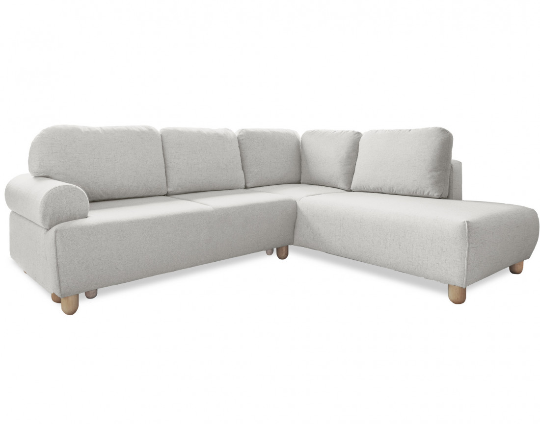 Canapé d'angle droit 5 places convertible avec coffre en tissu Olli