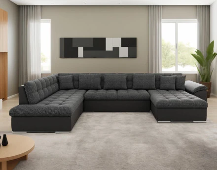 Chuck – canapé panoramique d'angle gauche convertible avec coffre au style contemporain