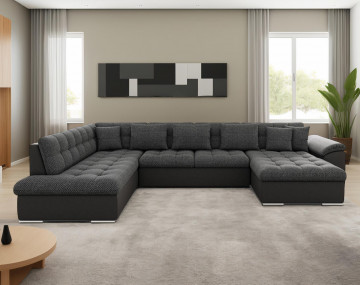 Canapé CHUCK panoramique d'angle gauche convertible avec coffre