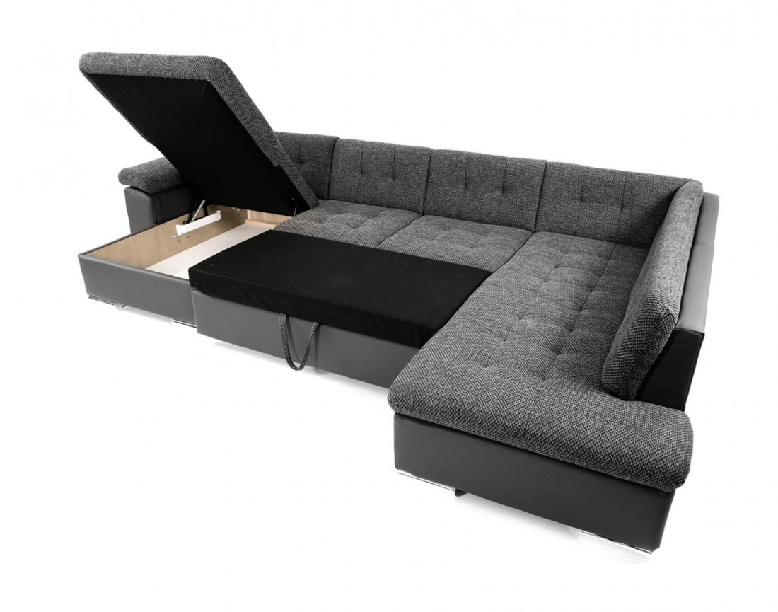 Canapé CHUCK panoramique d'angle droit convertible avec coffre