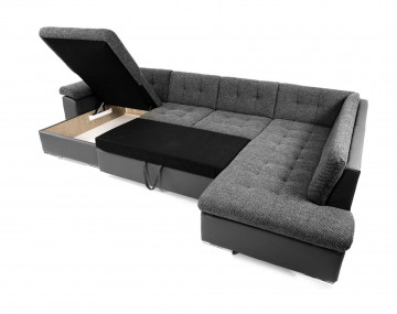 Canapé CHUCK panoramique d'angle droit convertible avec coffre