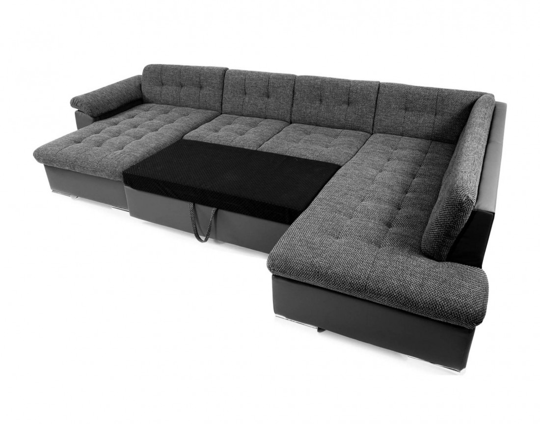 Chuck – canapé panoramique d'angle droit convertible avec coffre au style contemporain