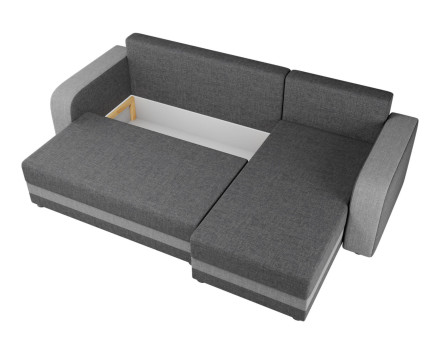 Canapé d'angle réversible 4 places convertible avec coffre en tissu bicolore Harvey