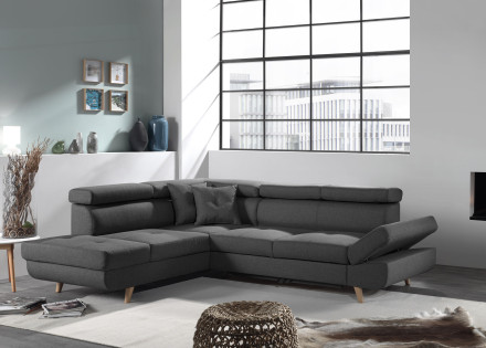 Linea - Canapé d'angle gauche convertible scandinave - L 252 x P 190cm