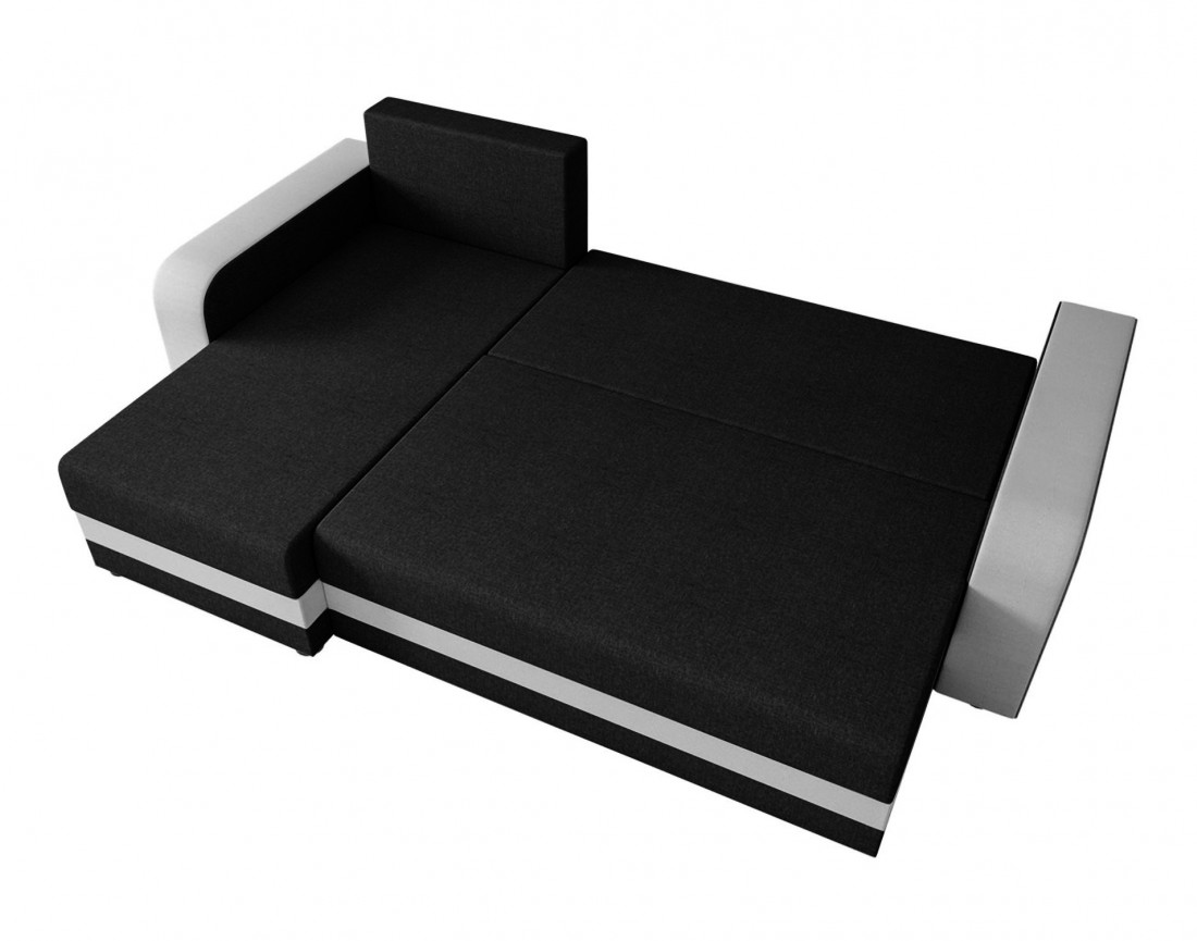 Canapé d'angle réversible 4 places convertible avec coffre en tissu bicolore Harvey