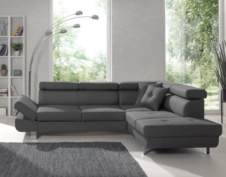 Lisbona – canapé d’angle droit convertible avec têtières relevables