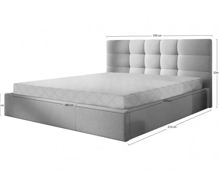 Mael - lit coffre 180x200 cm - en tissu et sommier inclus