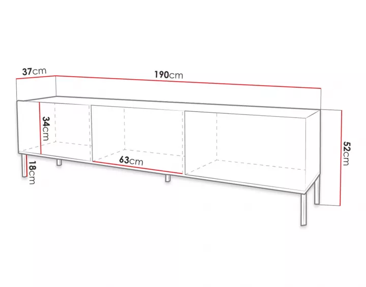 Celeste - meuble tv - 190 cm - style contemporain