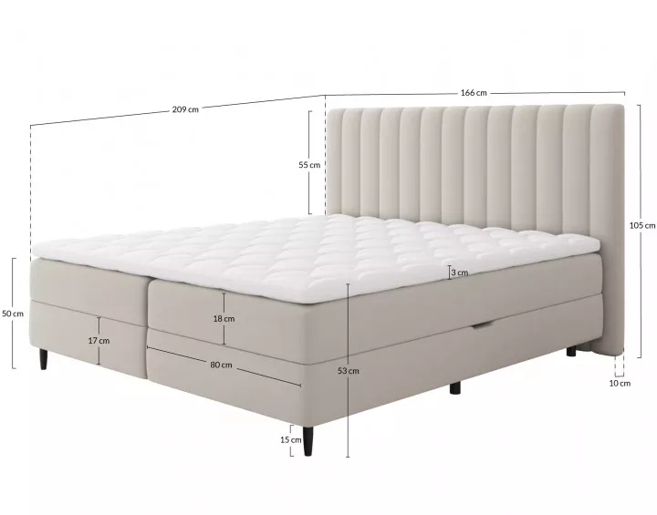 Maria - lit boxspring 160x200 - en velours - coffres et surmatelas inclus