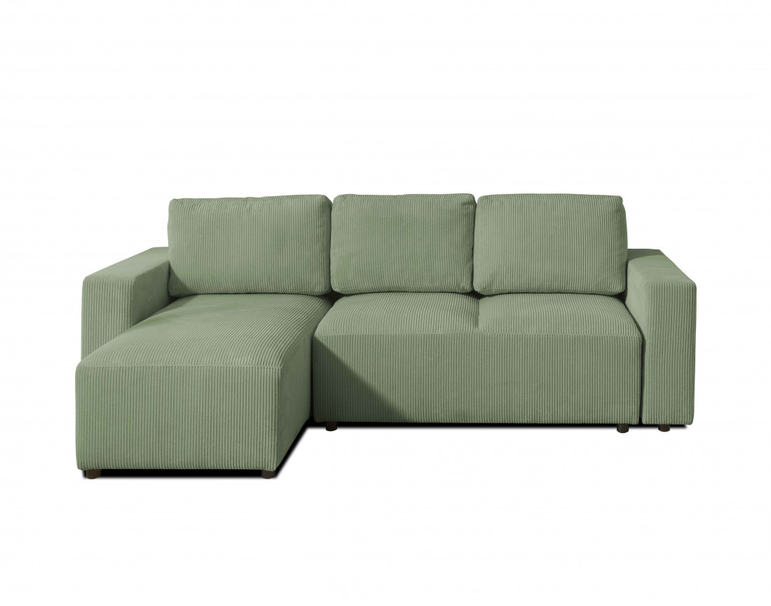 Canapé d'angle 4 places convertible avec coffre en velours côtelé Livy