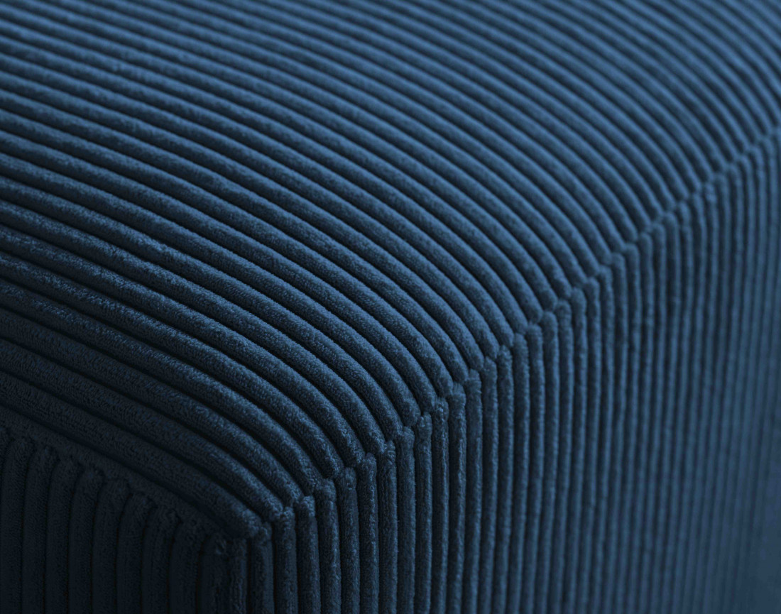 Canapé d'angle gauche 5 places convertible avec coffre en velours côtelé Livy