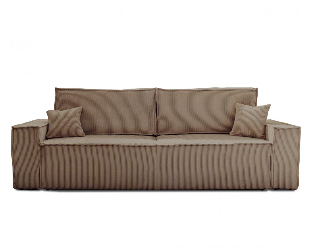 Dellia - canapé 3 places convertible - avec coffre - en velours côtelé - style contemporain