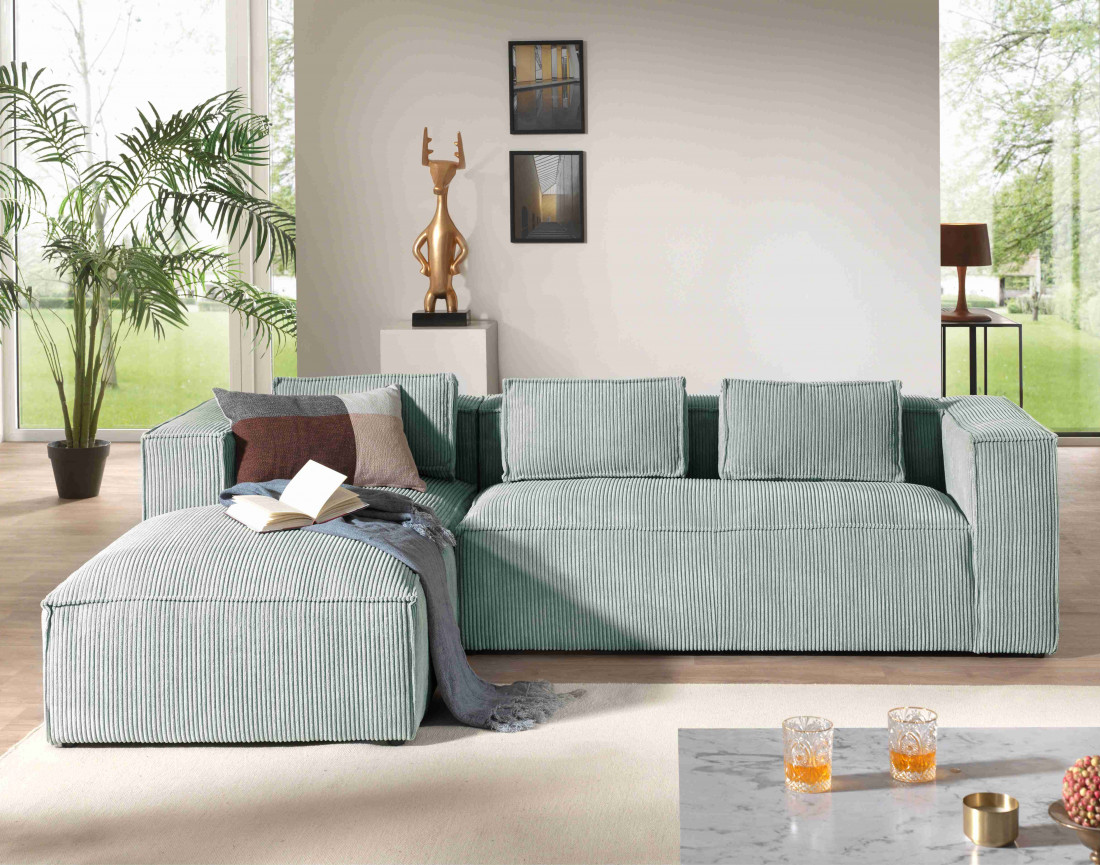 Stella - canapé d'angle en velours côtelé - 4 places - style contemporain  - gauche