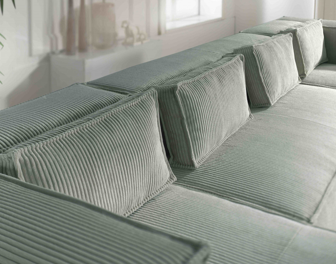 Stella - canapé panoramique en velours côtelé - 7 places - style contemporain