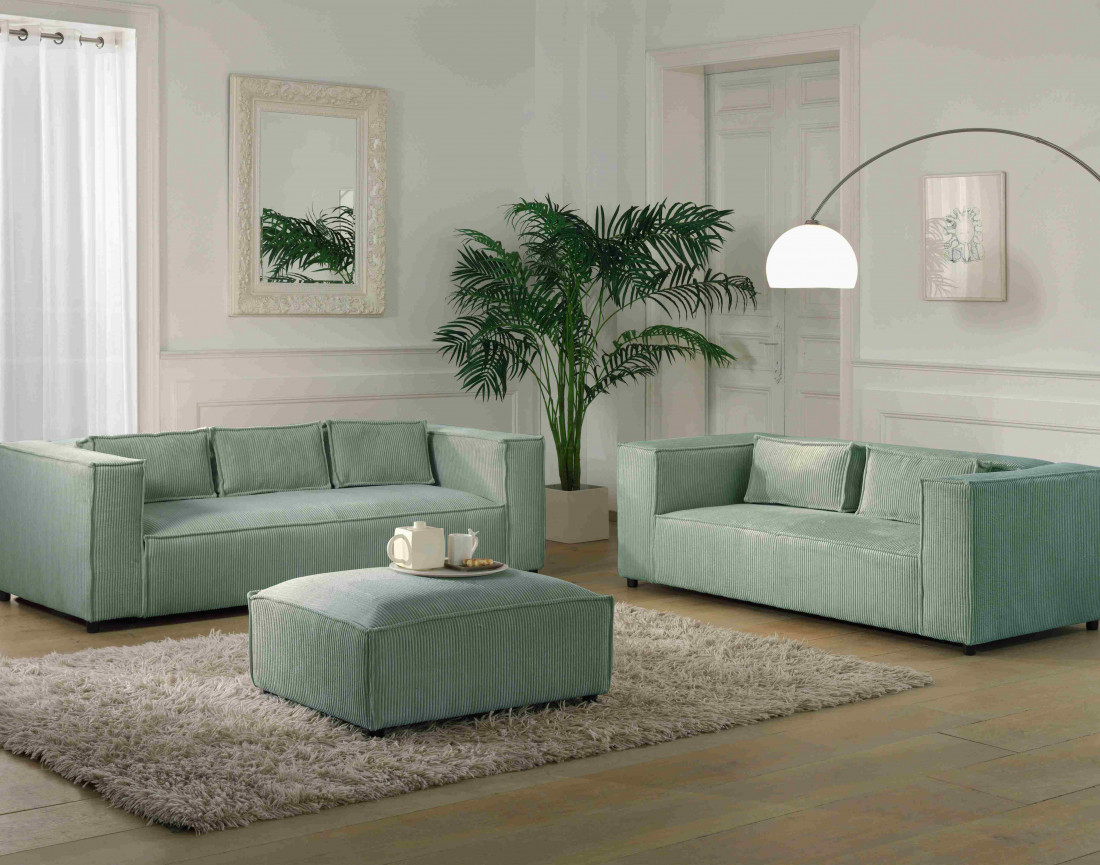 Stella - canapé fixe 3 places - en velours côtelé - style contemporain