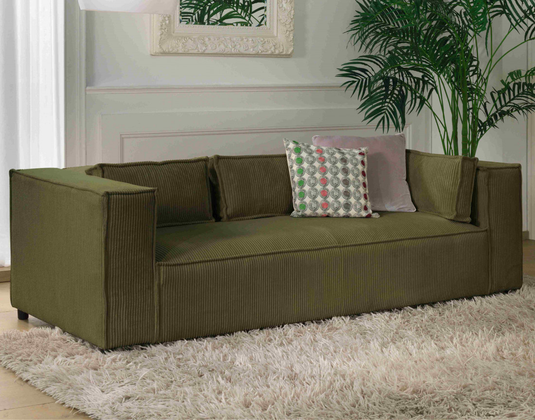 Stella - canapé fixe 3 places - en velours côtelé - style contemporain