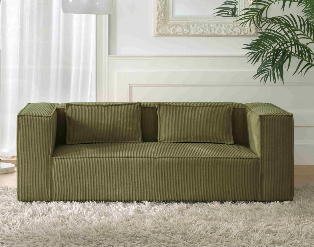 Stella - canapé fixe 2 places - en velours côtelé - style contemporain