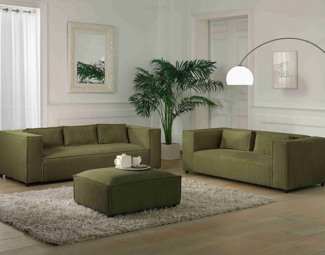 Stella - canapé fixe 2 places - en velours côtelé - style contemporain