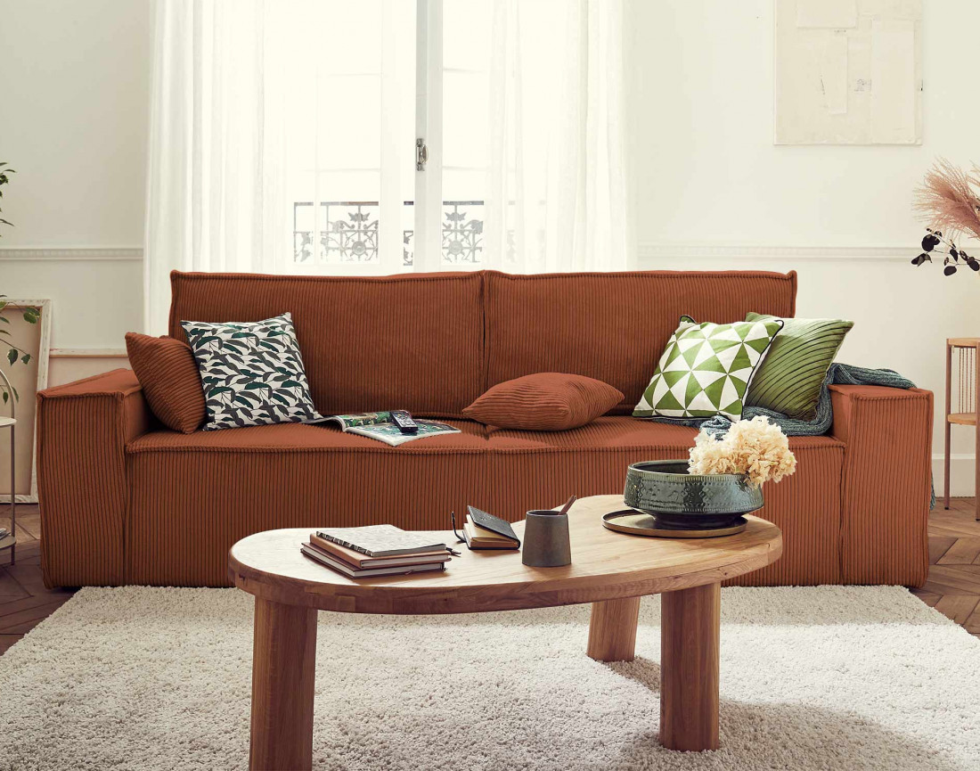 Canapé droit 3 places convertible Pet Friendly Dellia - Best Mobilier