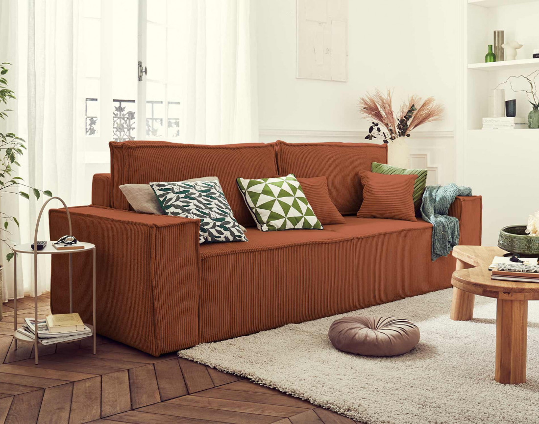 Canapé droit 3 places convertible Pet Friendly Dellia - Best Mobilier