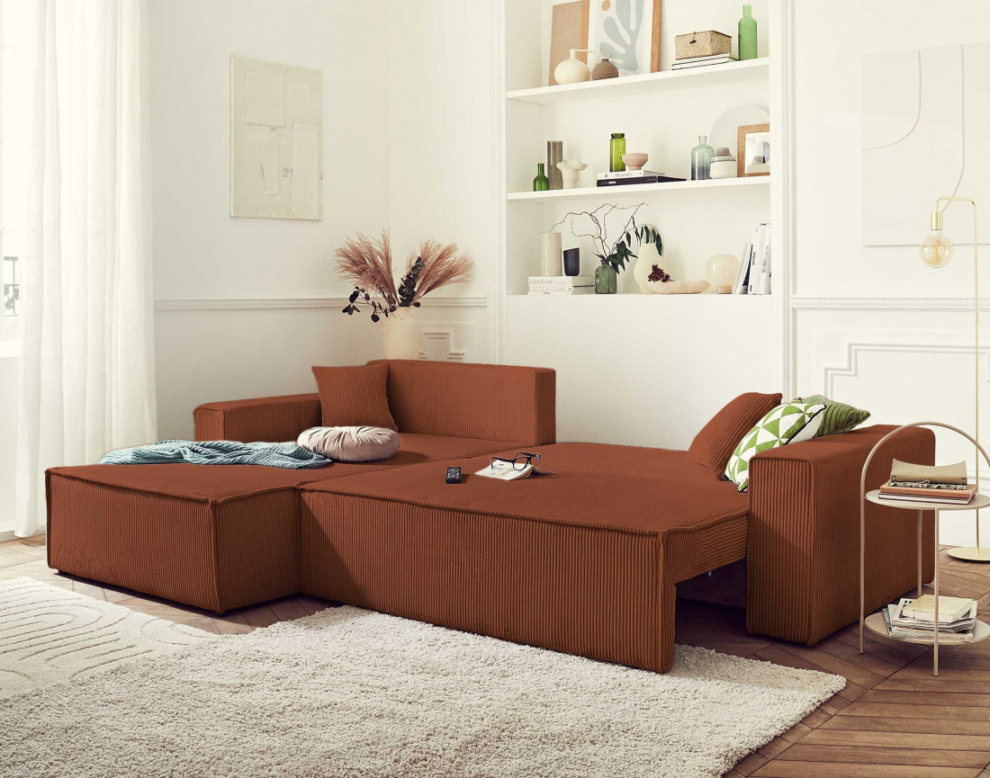Canapé d'angle réversible 4 places convertible Dellia - Best Mobilier